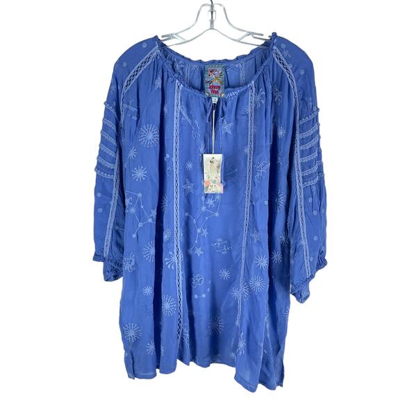 Johnny Was Tops - Johnny Was Celestin Neptune Blouse Top Embroidered Purple Size 2X